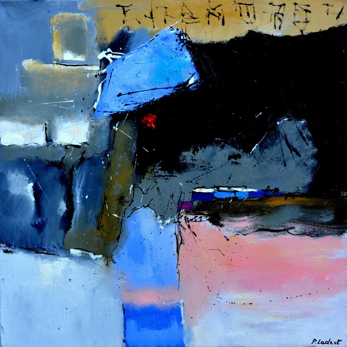 Abstract Oil Painting By Pol Henry Ledent, 24 X 24", Urban Memories, Original Artwork