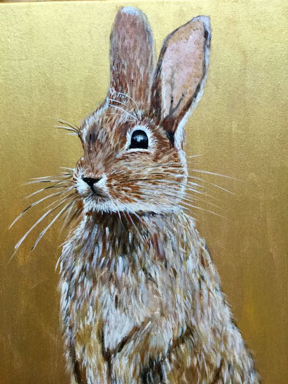 Golden bunny.  Inspired by "Watership Down ".