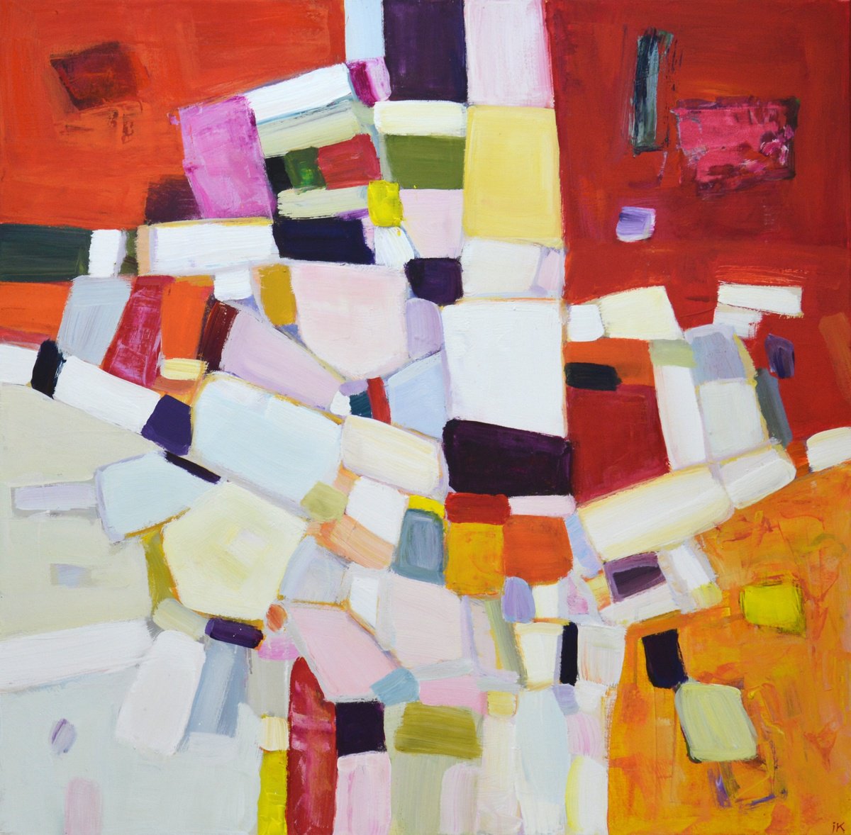 Abstract Acrylic Painting By Iryna Kastsova, 39 X 39, Autumn Rhythms., Original Artwork