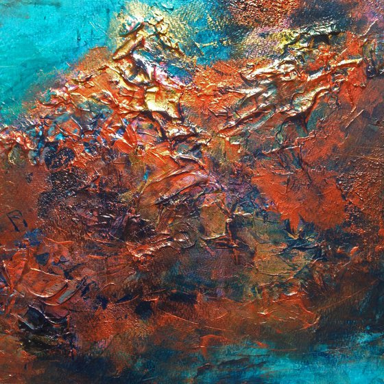 The Copper Lagoon -  Abstract Acrylic Metallic Painting