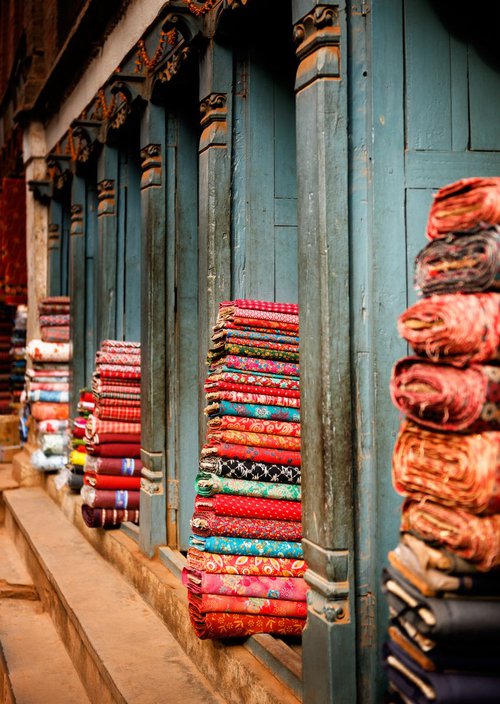 Textile Shop, Bhaktapur by Tom Hanslien