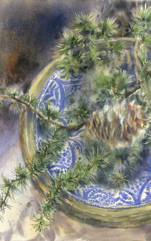 Still life with a cedar by Tatyana Tokareva