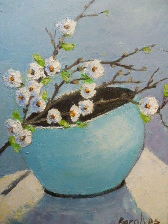 Still life with blooming branches