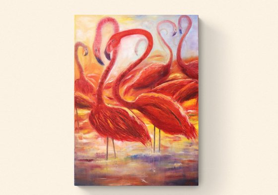 Red flamingos