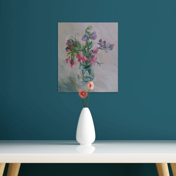 Sweet pea.  Original oil painting 2021