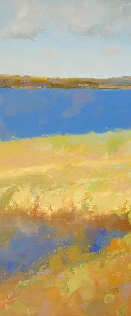 Sunny Autumn, Landscape oil painting, One of a kind, Signed, Handmade artwork by Vahe Yeremyan