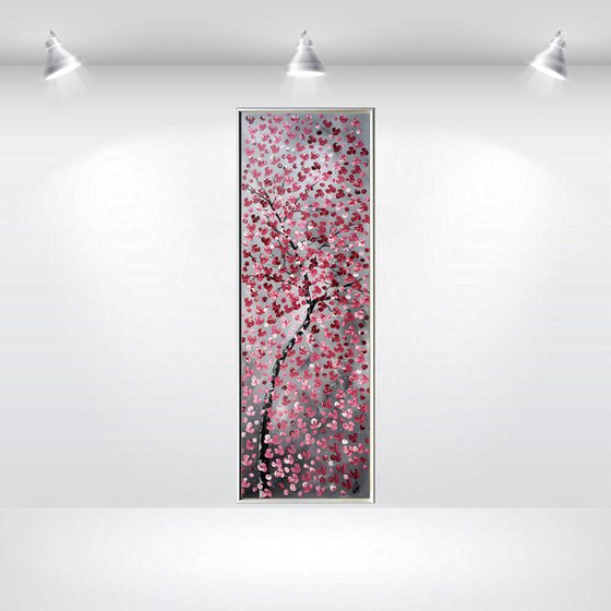Hundred Wishes  acrylic abstract painting cherry blossoms nature painting framed canvas wall art