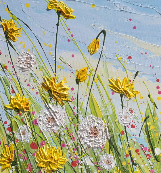 Dandelions - Spring Flower Field Painting