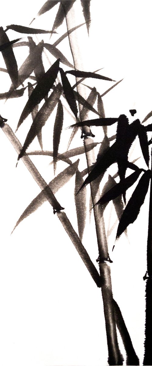 Bamboo forest - Bamboo series No. 2121 - Oriental Chinese Ink Painting by Ilana Shechter