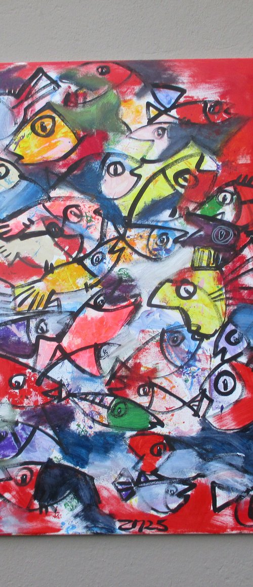 coloured fishes jumping by Sonja Zeltner-Müller