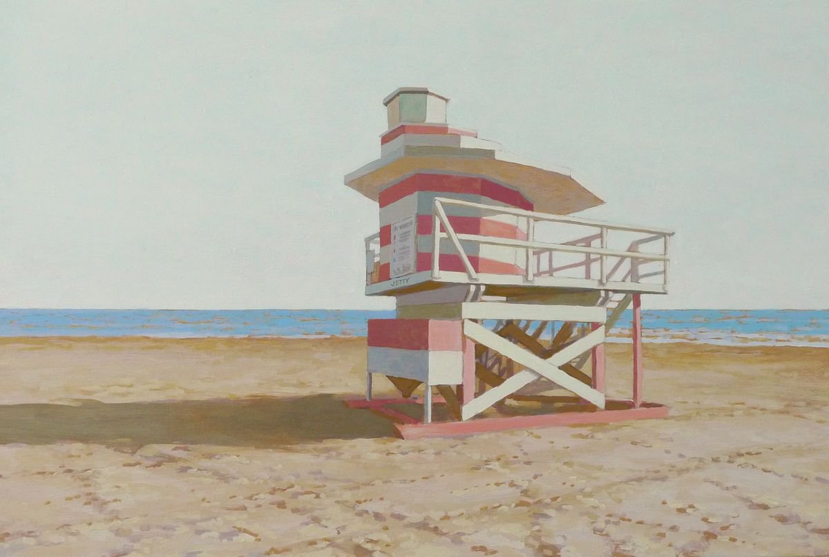 Photorealistic Landscape Oil Painting By Sergej Sologub, 24 X 16", Miami . Strand Metamorphosen 5., Original Artwork