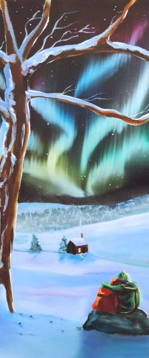 Northern lights in winter by Gordon Bruce