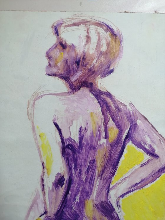 Nude-study female oil on paper