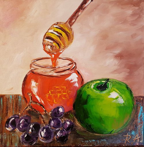 Still life - Honey 30*30 cm by Anna Reznik
