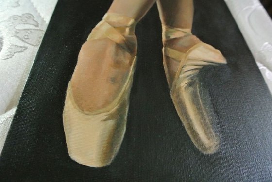 'Pointe' , Ballet Shoes, Ballet Painting, Ballerina, Dance, Framed and Ready to Hang