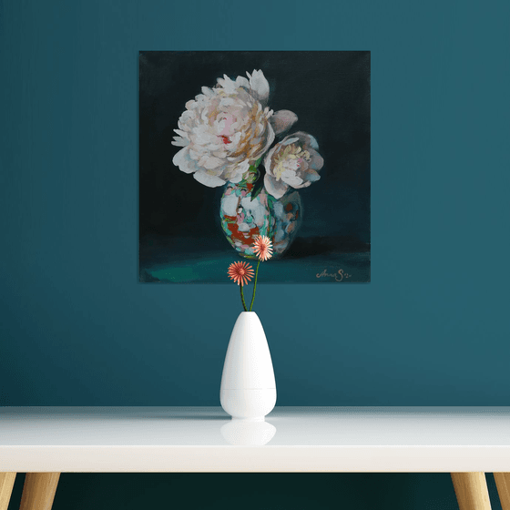 “Two peonies in Chinese vase ”