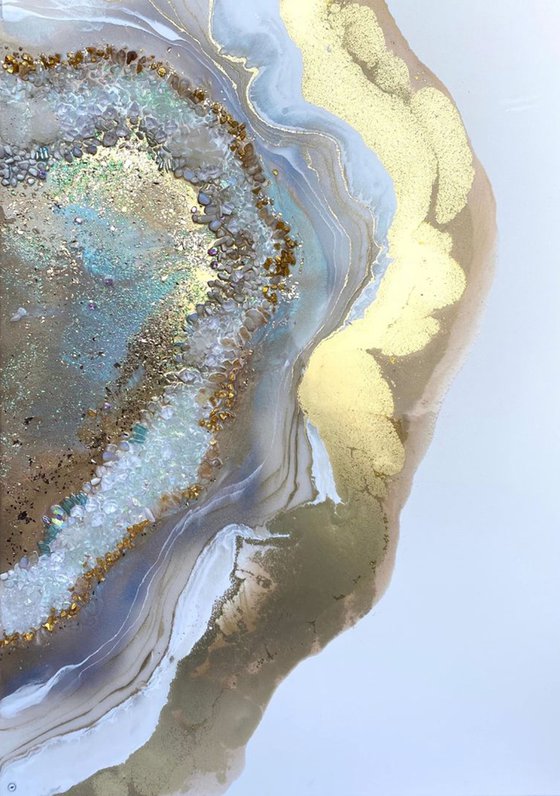 Serenity Gold Heart Crystal Artwork