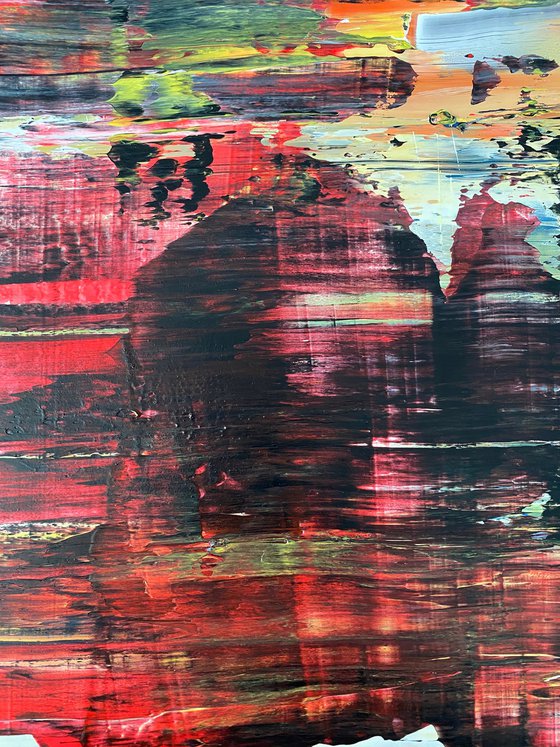 "Mucking Up The Works" - Original PMS Abstract Acrylic and Oil Painting On Plexiglass, Framed - 26" x 26"