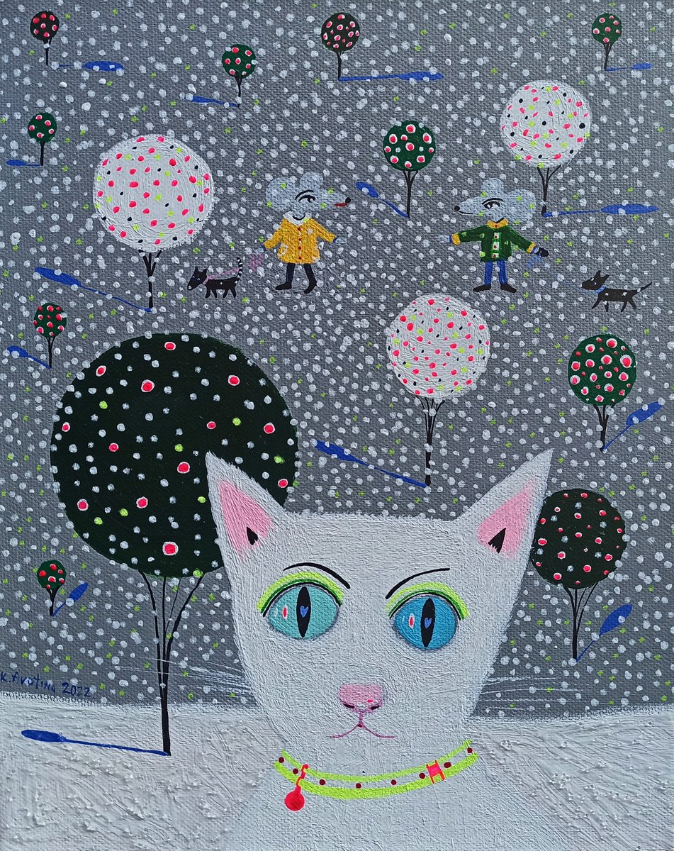 Impressionistic Animal Acrylic Painting By Katrina Avotina, 10 X 12", I Believe In Love, Original Artwork