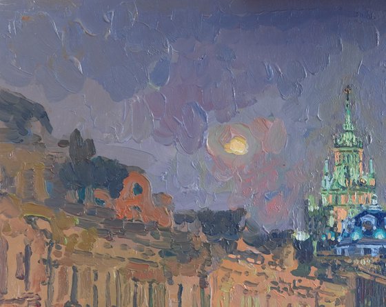 Moscow at night. Nikolo-Yamskaya Street