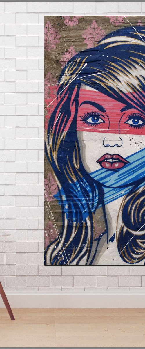 Candy Candy 140cm x 100cm Jean Shrimpton Concrete Urban Pop Art by Franko