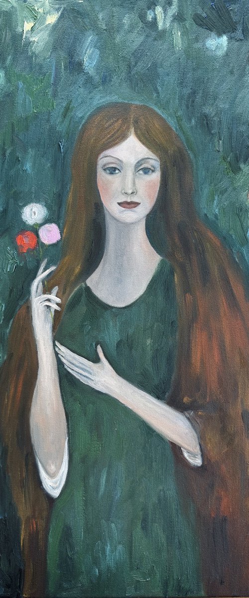 Red-Haired Woman in the Forest by Irina Anis