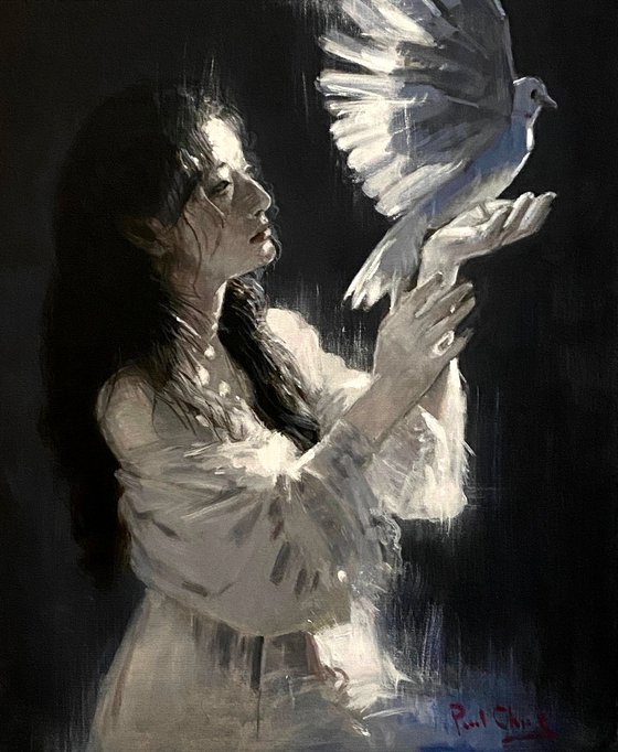 A Woman with Pigeon