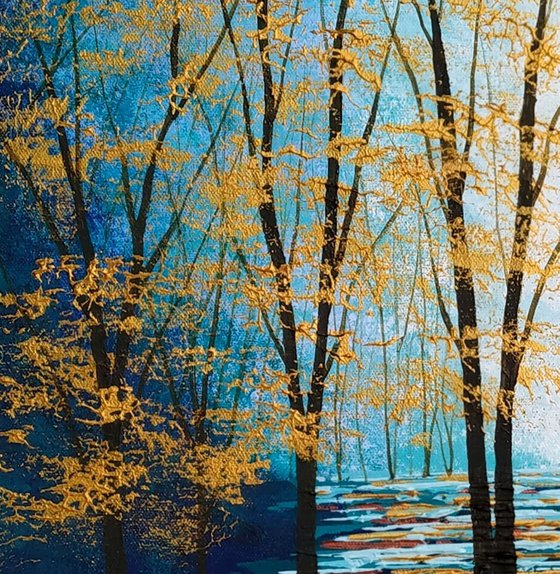 Forest of Golden Blue Light