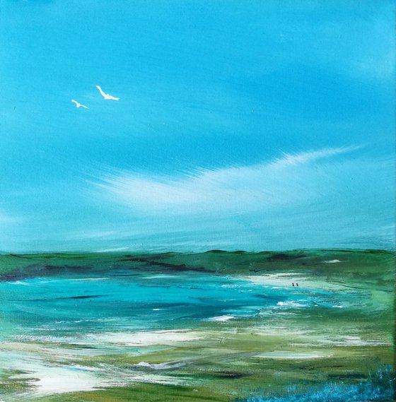Coastal Calm - small painting, cornwall, seascape, gorgeous