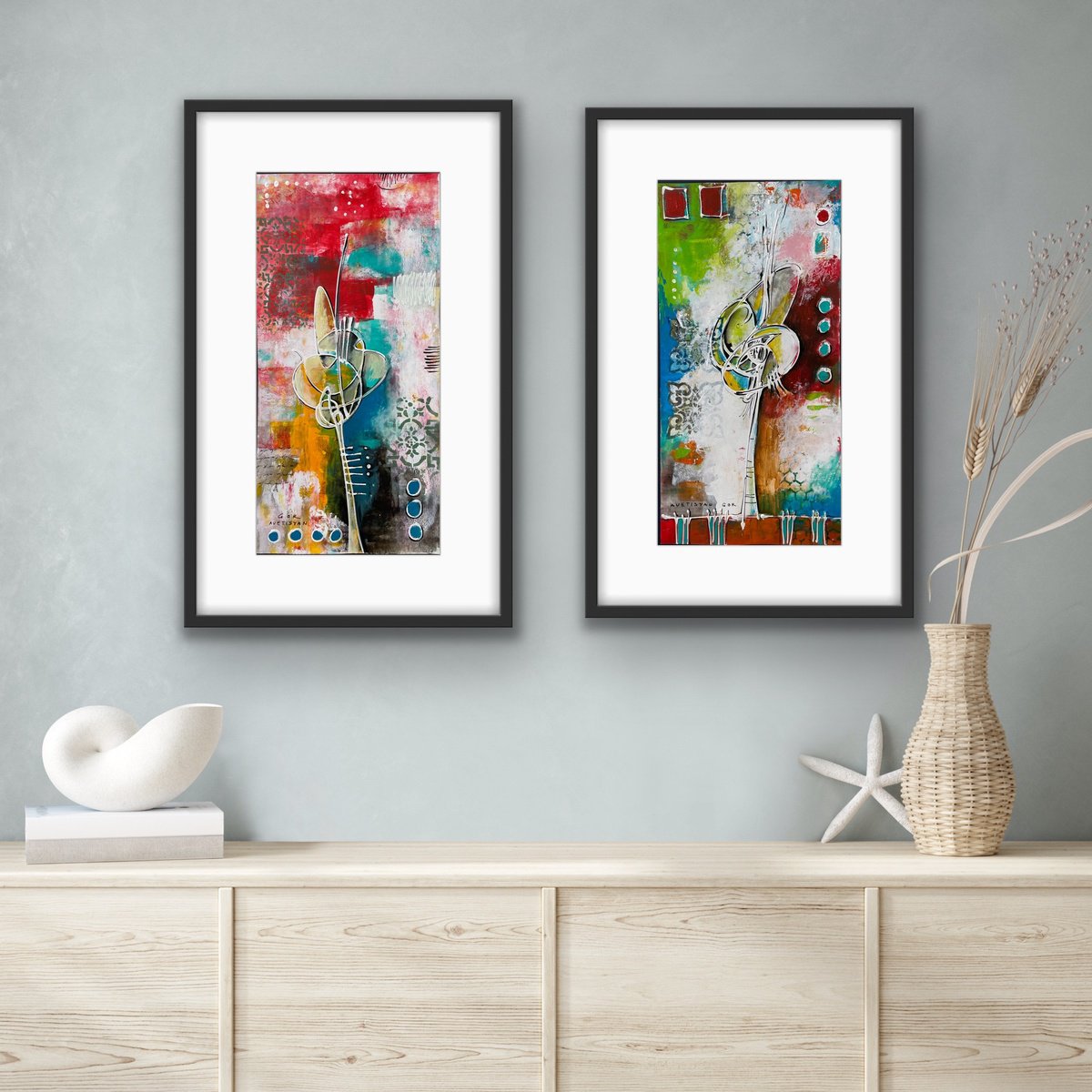 Abstract Acrylic Painting By Gor Avetisyan, 9 X 18, Dancing With Shadows I, Original Artwork