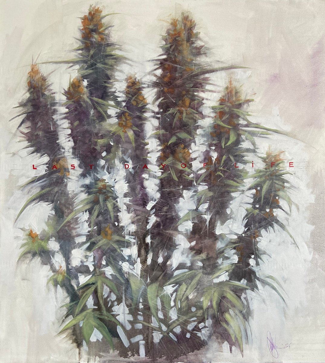 Impressionistic Botanical Oil Painting By Igor Shulman, 35 X 39, Last Day Of Life., Original Artwork