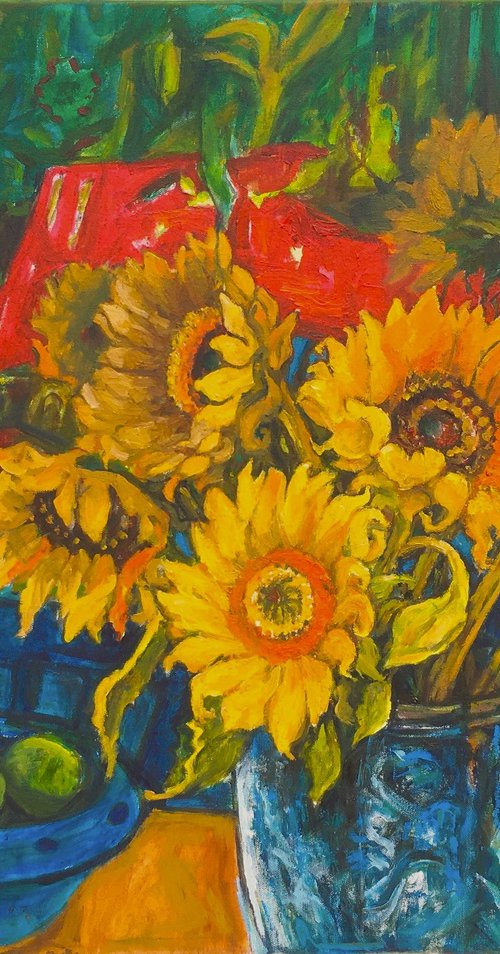 Sunflowers still life by Patricia Clements