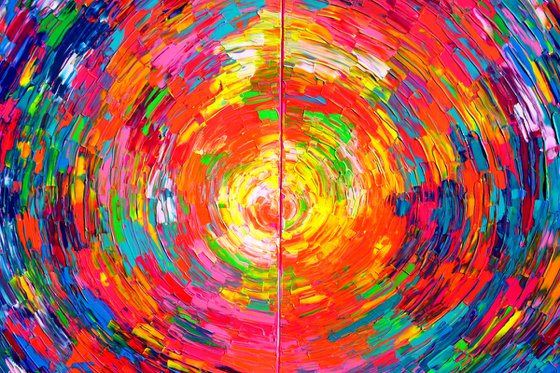 Rounded Gypsy Skirt - Diptych - 200x100 cm - XXXL Large Modern Abstract Big Painting - Ready to Hang, Office, Hotel and Restaurant Wall Decoration