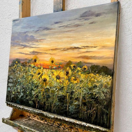 Sunflowers by Sunset