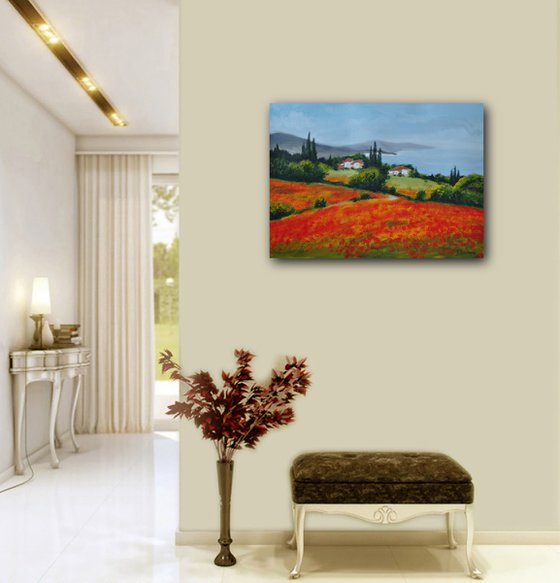 Landscape with poppies