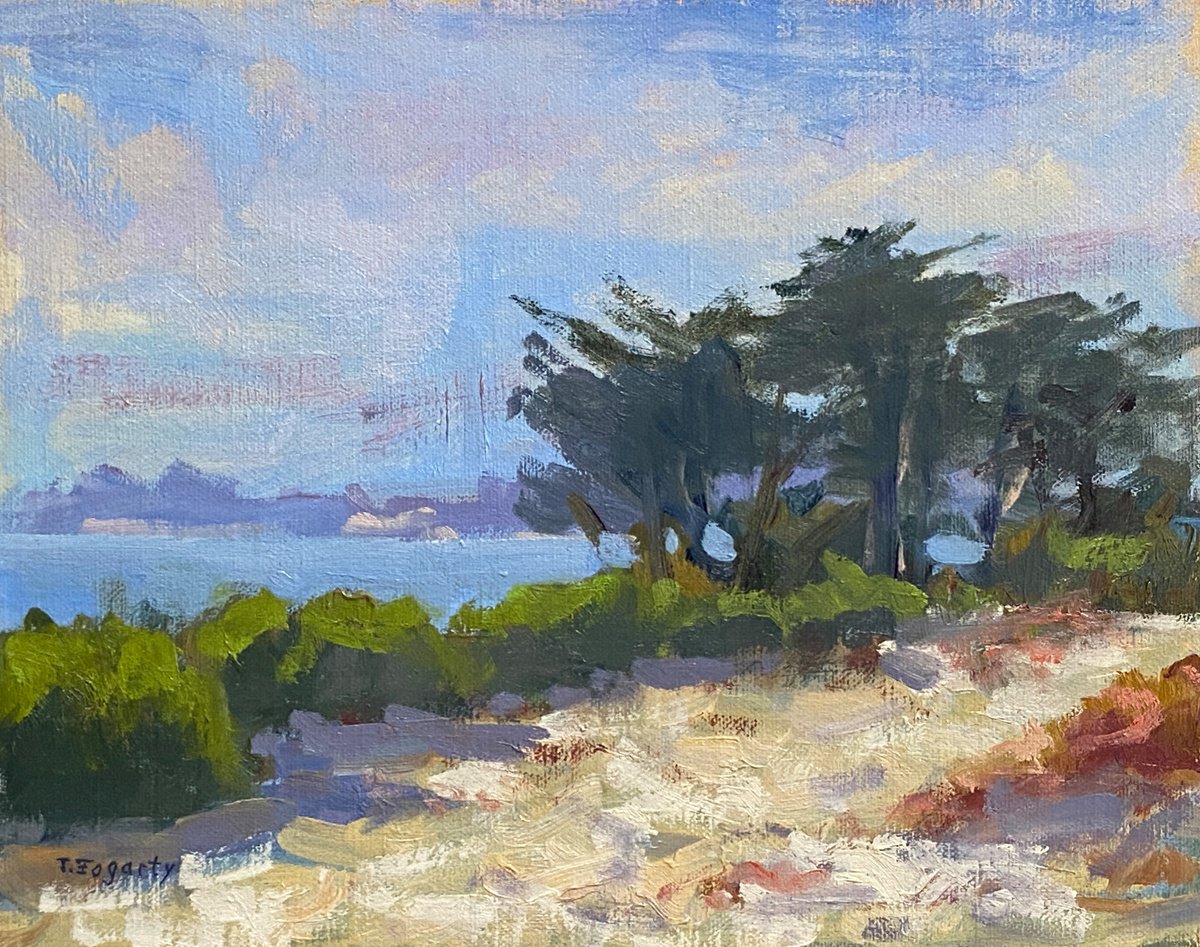 Impressionistic Landscape Oil Painting By Tatyana Fogarty, 10 X 8", Carmel Beach Plein Air, Original Artwork