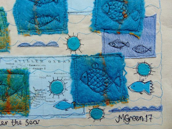 "Under the Sea" - textile collage