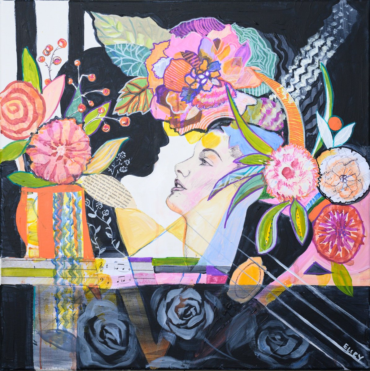 Impressionistic Portrait Acrylic Painting By Eliry Arts, 24 X 24, Love Isn