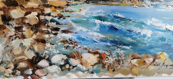 Sea oil painting, Seascape canvas art, Ocean wall Art, Bedroom Wall Art, Italy Art