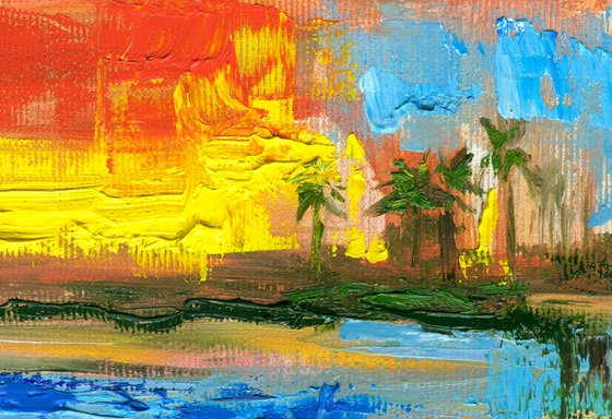 Sunset on a island - small painting from a summer vacation