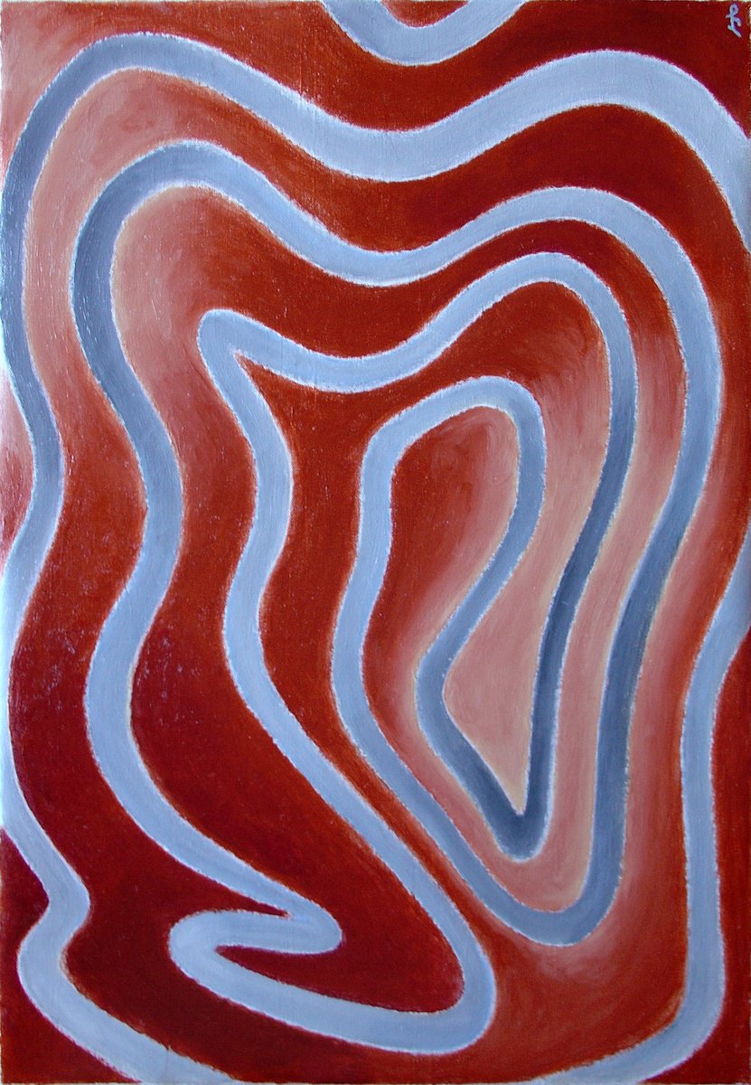 Surrealistic Abstract Oil Painting By Lia Chechelashvili, 19 X 26", Composition 8, Original Artwork