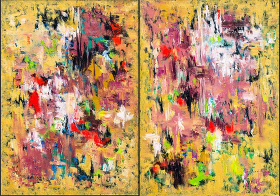 BIG SIZE Diptych abstract work TEA FOR TWO