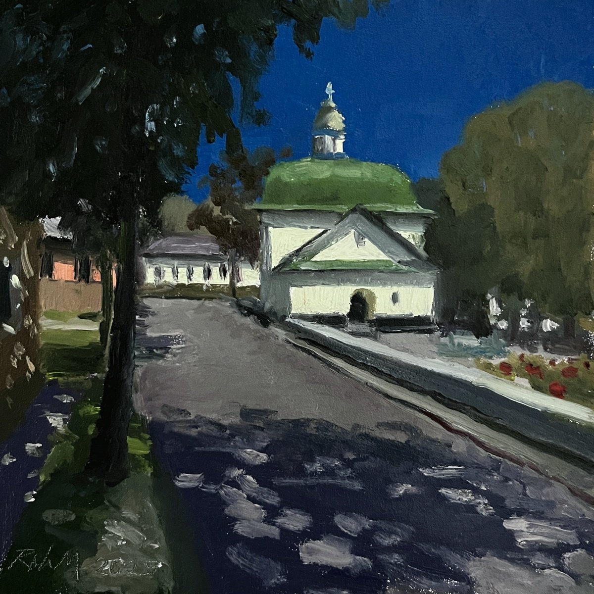 Impressionistic Cityscapes Oil Painting By Michael Rak, 8 X 8", Church Of The Savior, Original Artwork