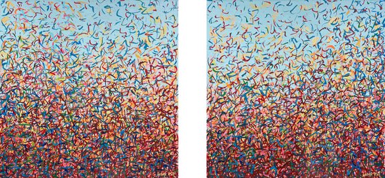 Darwin Pollen Dance A & B - 79cm squ each - acrylic on canvas