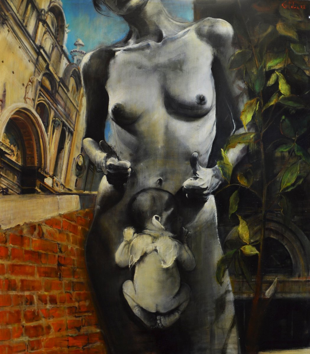 Photorealistic Oil Painting , Angelic Maternity By Marco Ortolan, 28 X 31, Artwork For Sale On Artfinder