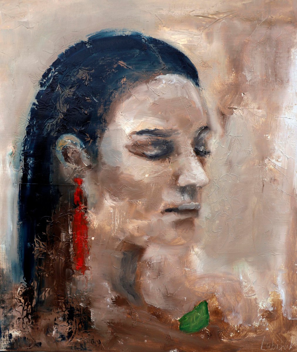 Woman Portrait painting Original on Canvas Modern Abstract by Anna Lubchik