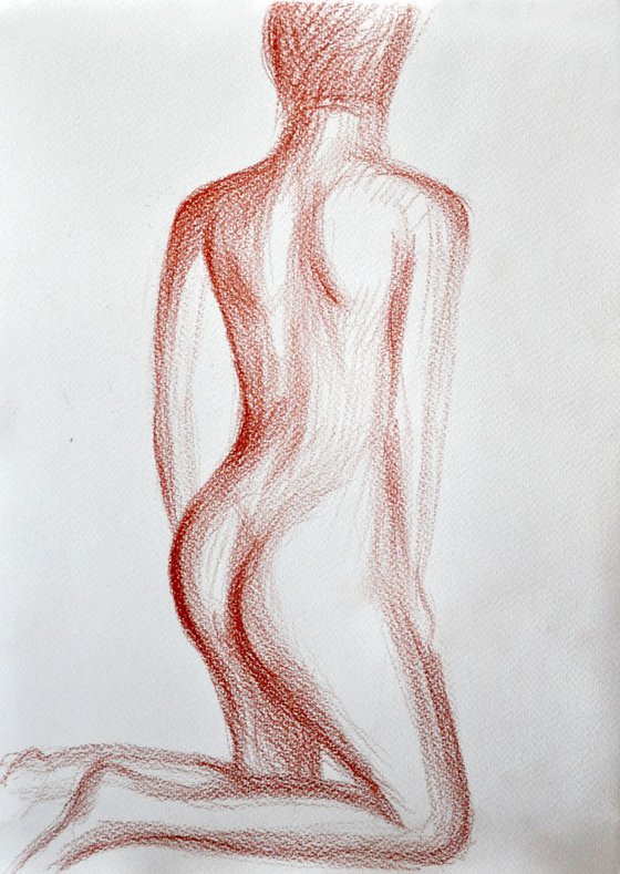 Nude woman from the back