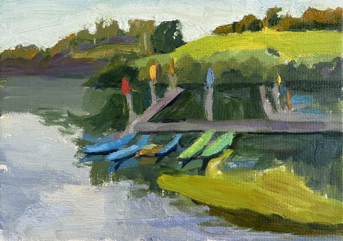 Boats At Lake Chabot By Kate Sosonna, 7 X 5, Artwork For Sale On Artfinder