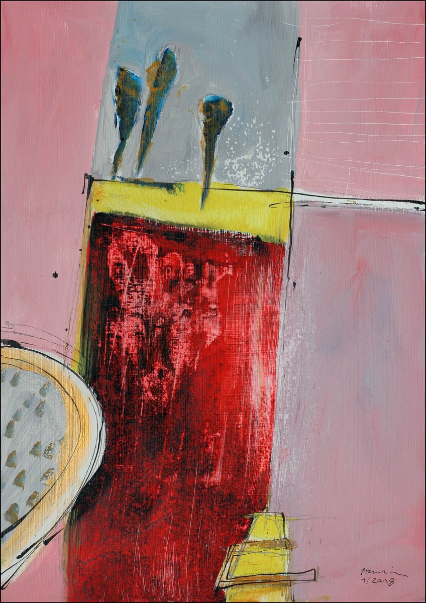 Landscape Acrylic Painting By Jiri Havlik, 14 X 20, My Private Garden, Original Artwork