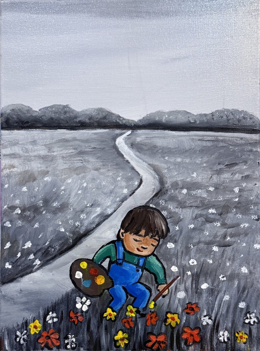 Impressionistic Landscape Acrylic Painting By Aisha Haider, 12 X 16, Colour My World, Original Artwork